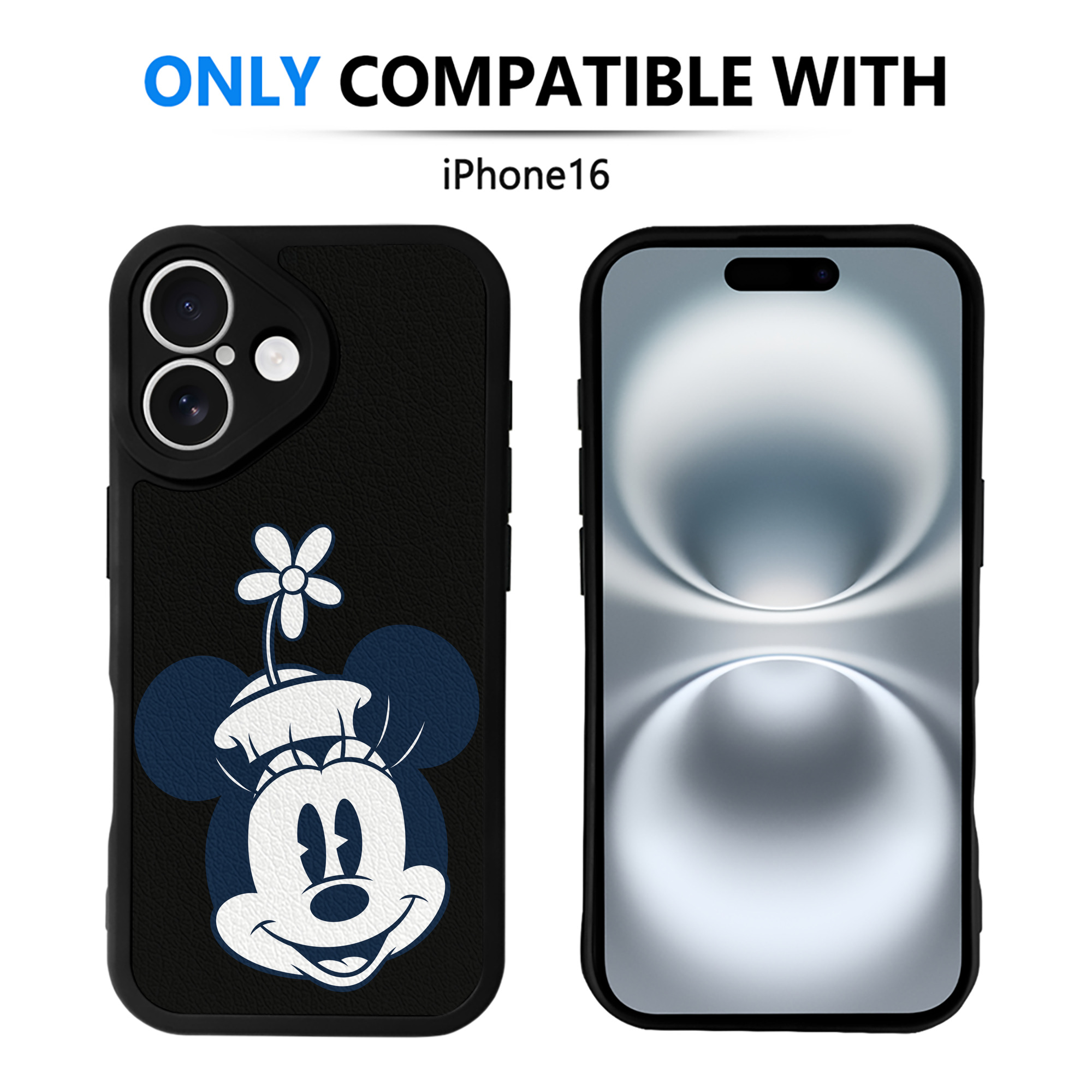 （画像用） ミッキーマウス Mickey Mouse 【iPhone 16シリーズ対応】シリコンスマホケース（レザー調） 材質：シリコン